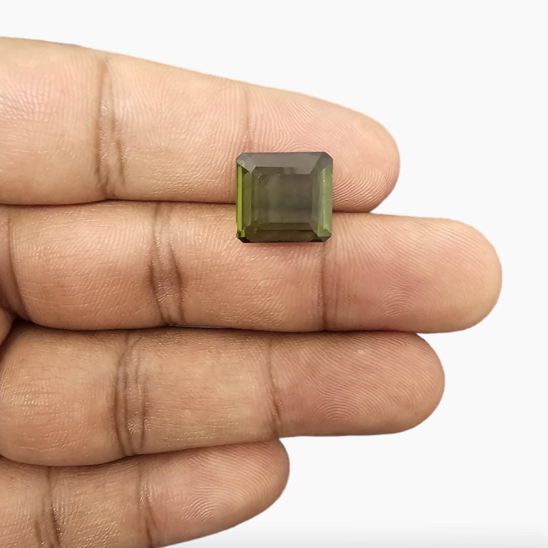 Natural Green Tourmaline in Emerald Cut 8.87 Carats Weight with 12 by 11 MM