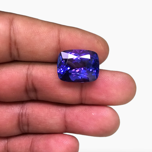 Natural Tanzanite Gemstone in Cushion Cut 16.41 Carats with 17 by 12 mm for Sale