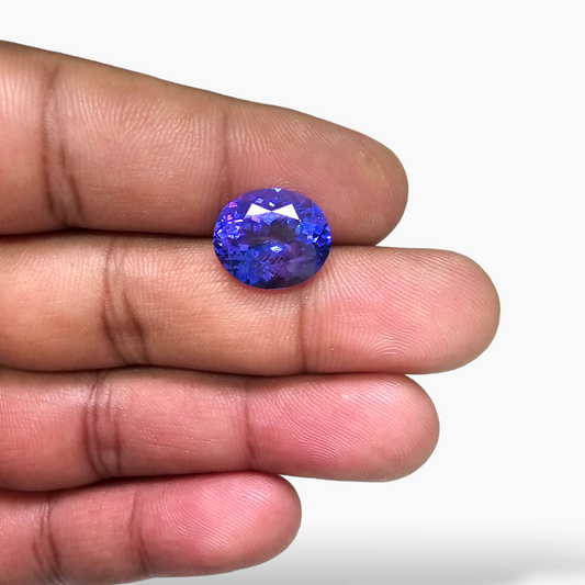 Natural Tanzanite Stone in Oval 7.40 Carats Weight 13 by 11 MM