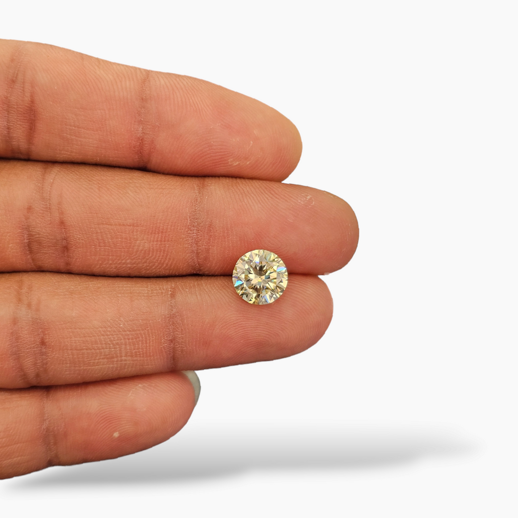2 Carat Moissanite Stone in Round Shape 9mm Size Yellow Color
