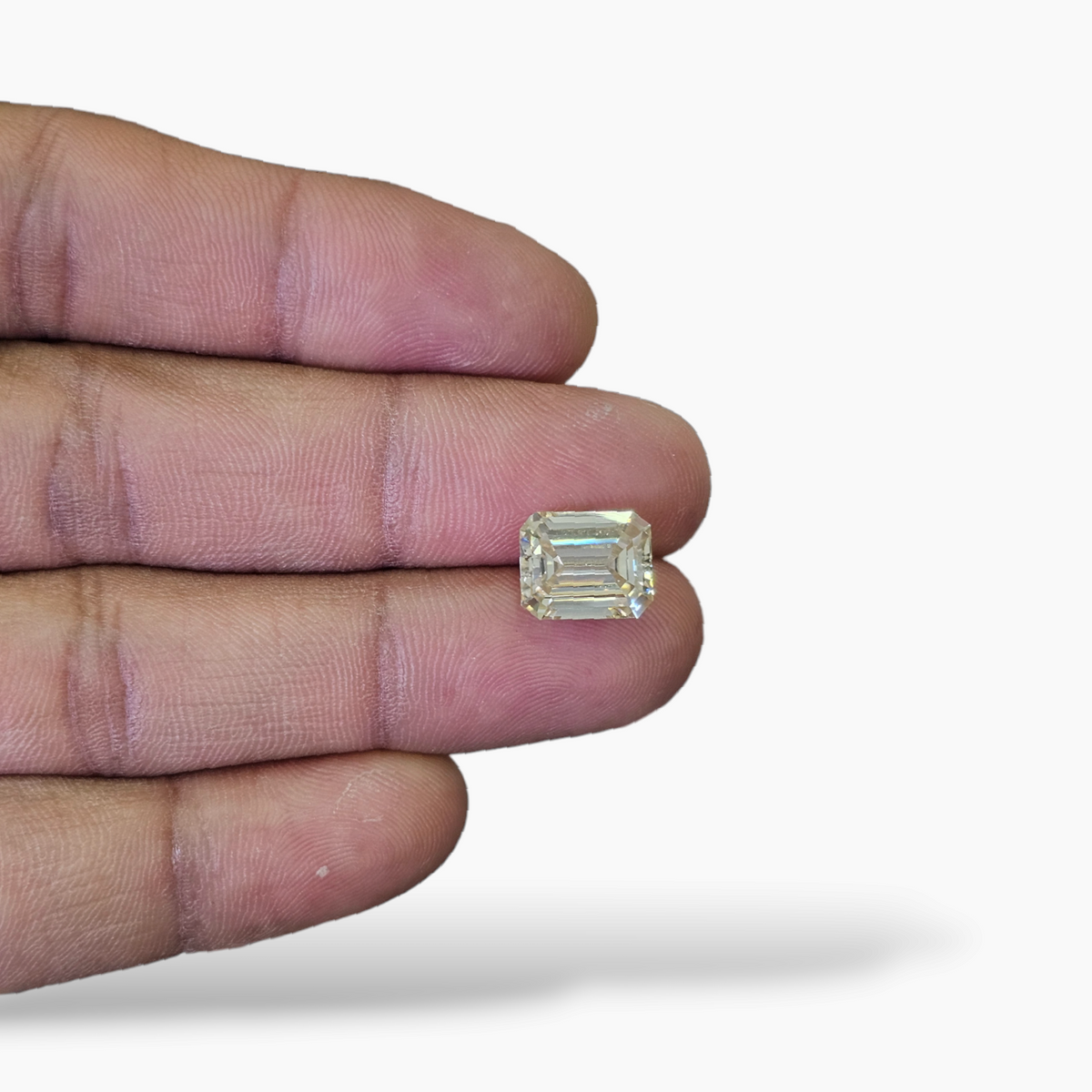 Moissanite Diamond Emerald Cut in 4.58 Carats Yellow Color