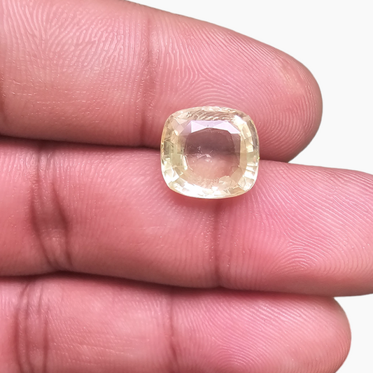 Natural Yellow Sapphire Gemstone 6.96  Carats Cushion Cut Shape