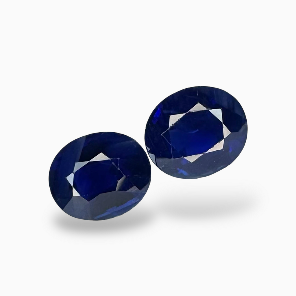 Natural Blue Sapphire Stone 4.15 Carats Oval Pair