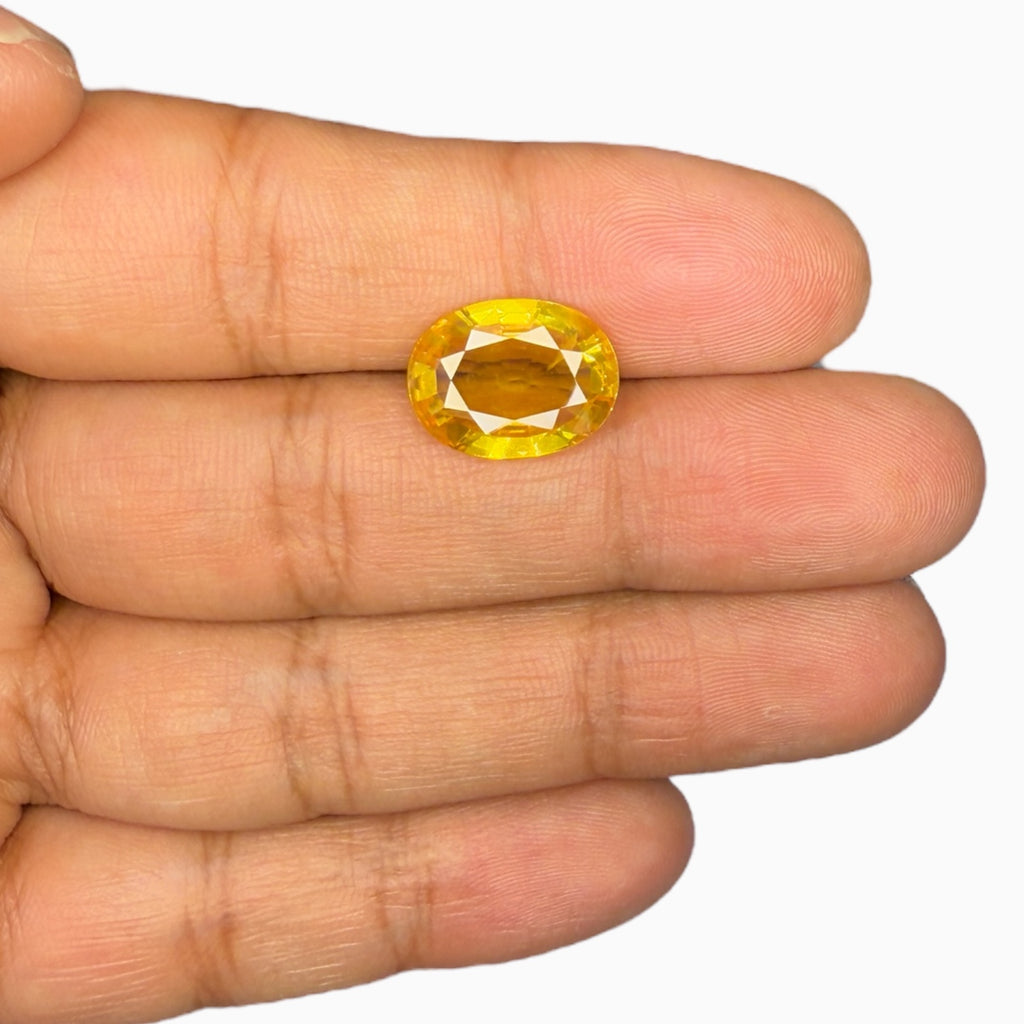 Yellow Sapphire Precious Stone in Oval 7.57 Carats From Thailand 15x11.5 mm