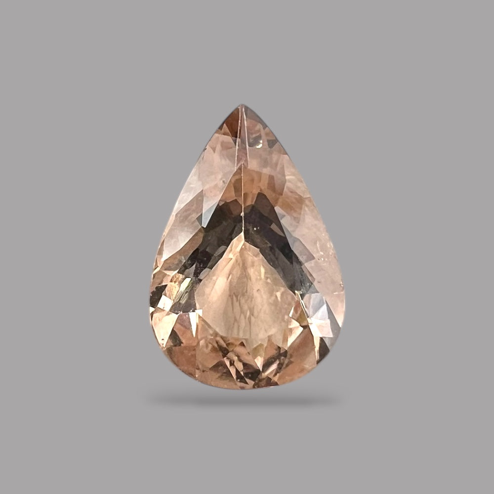 Natural Peach Morganite Stone 4.38 Carats Pear Cut (15.2x10.2 mm)