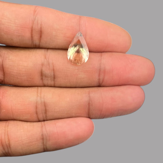 Natural Peach Morganite Stone 4.38 Carats Pear Cut (15.2x10.2 mm)