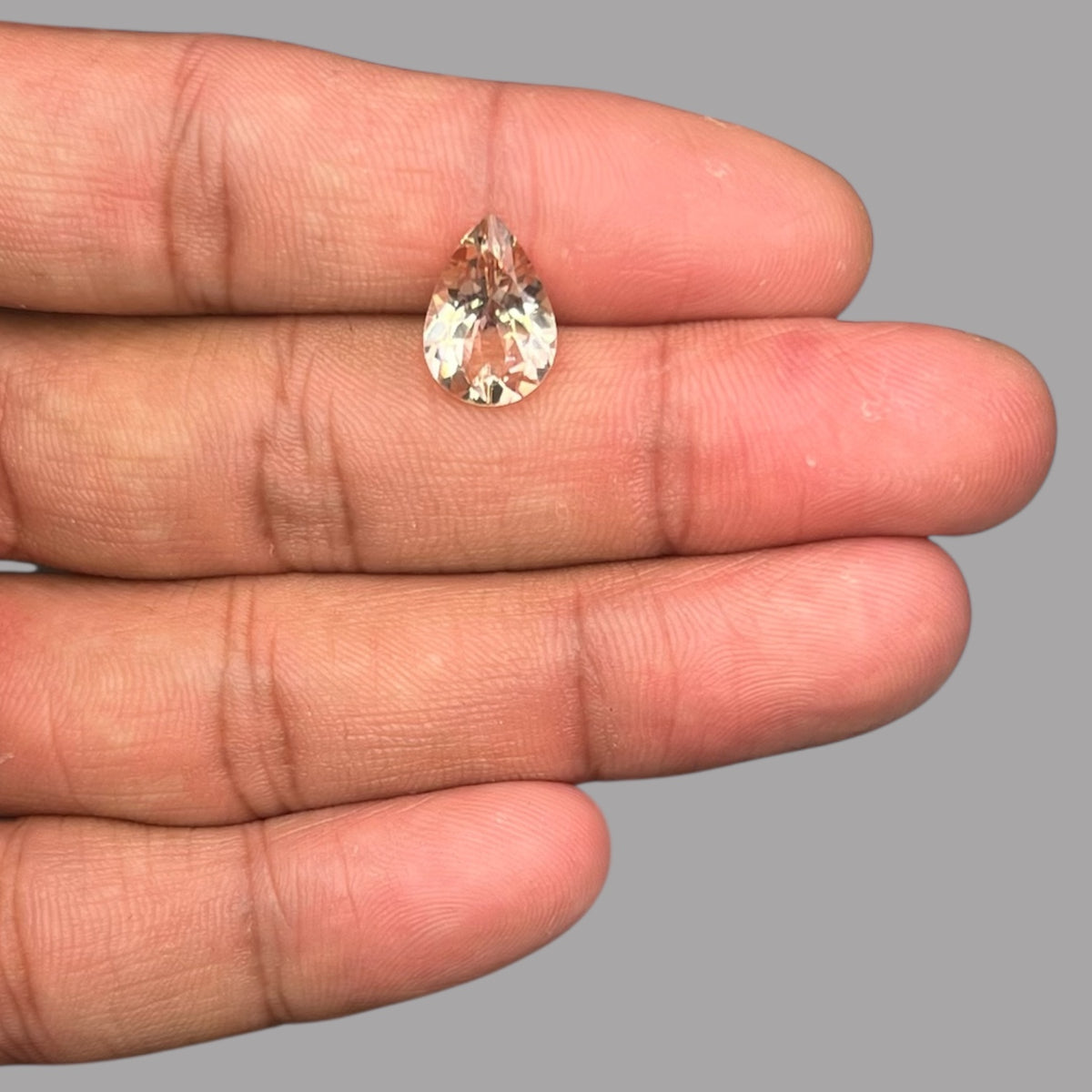 Natural Peach Morganite Stone 3.26 Carats Pear Cut (13.1 x 9.1 mm)