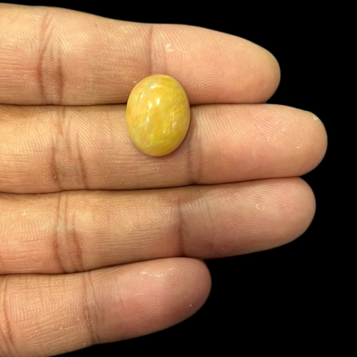 Natural Goldenrod Ethiopian Opal Stone 8.11 Carats Oval Cabochon Shape 16.3 x 12.8 x 7.2 mm