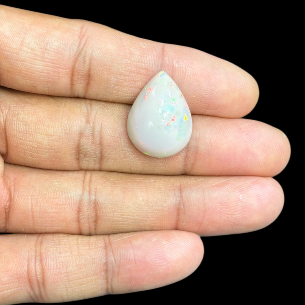 Natural Grey Ethiopian Opal Stone 12.21 Carats Pear Cabochon Shape 21.9 x 16.4 x 7.7 mm