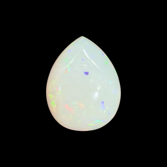 Natural White Ethiopian Opal Stone 29.09 Carats Pear Cabochon Shape 26.8 x 21.1 x 10.2 mm