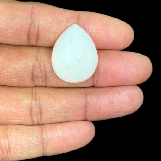 Natural White Ethiopian Opal Stone 29.09 Carats Pear Cabochon Shape 26.8 x 21.1 x 10.2 mm