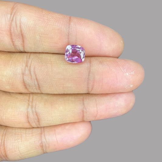 Cushion Cut Shape in Pink Sapphire Gemstone 2.57 Carats & 8.2 x 7.3 x 4.4 mm Size