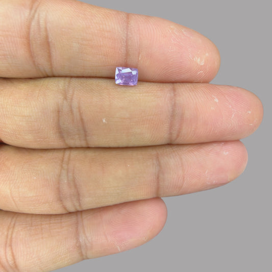 Cushion Cut Shape in Purple Sapphire Gemstone 0.82 Carats & 5.6 x 4.2 mm Size