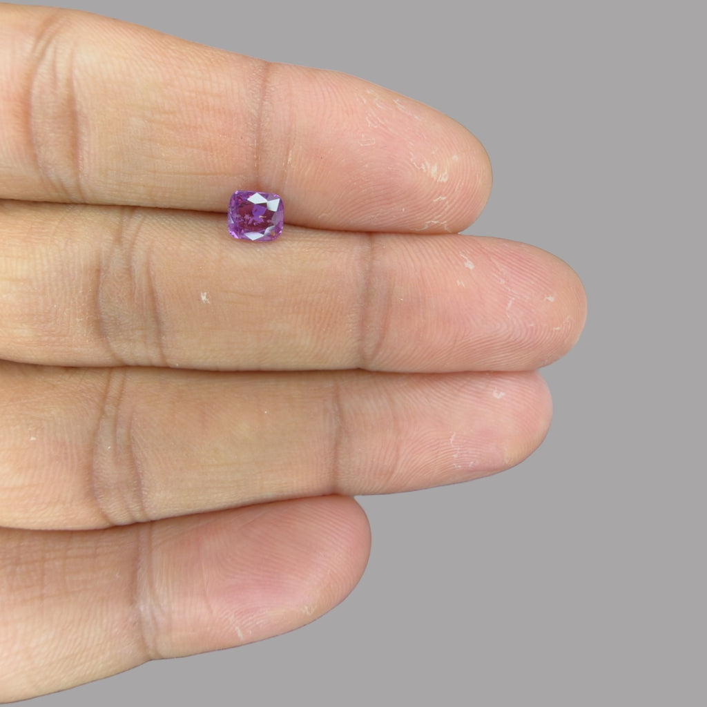 Cushion Cut Shape in Purple Sapphire Gemstone 0.86 Carats & 5.8 x 5 mm Size
