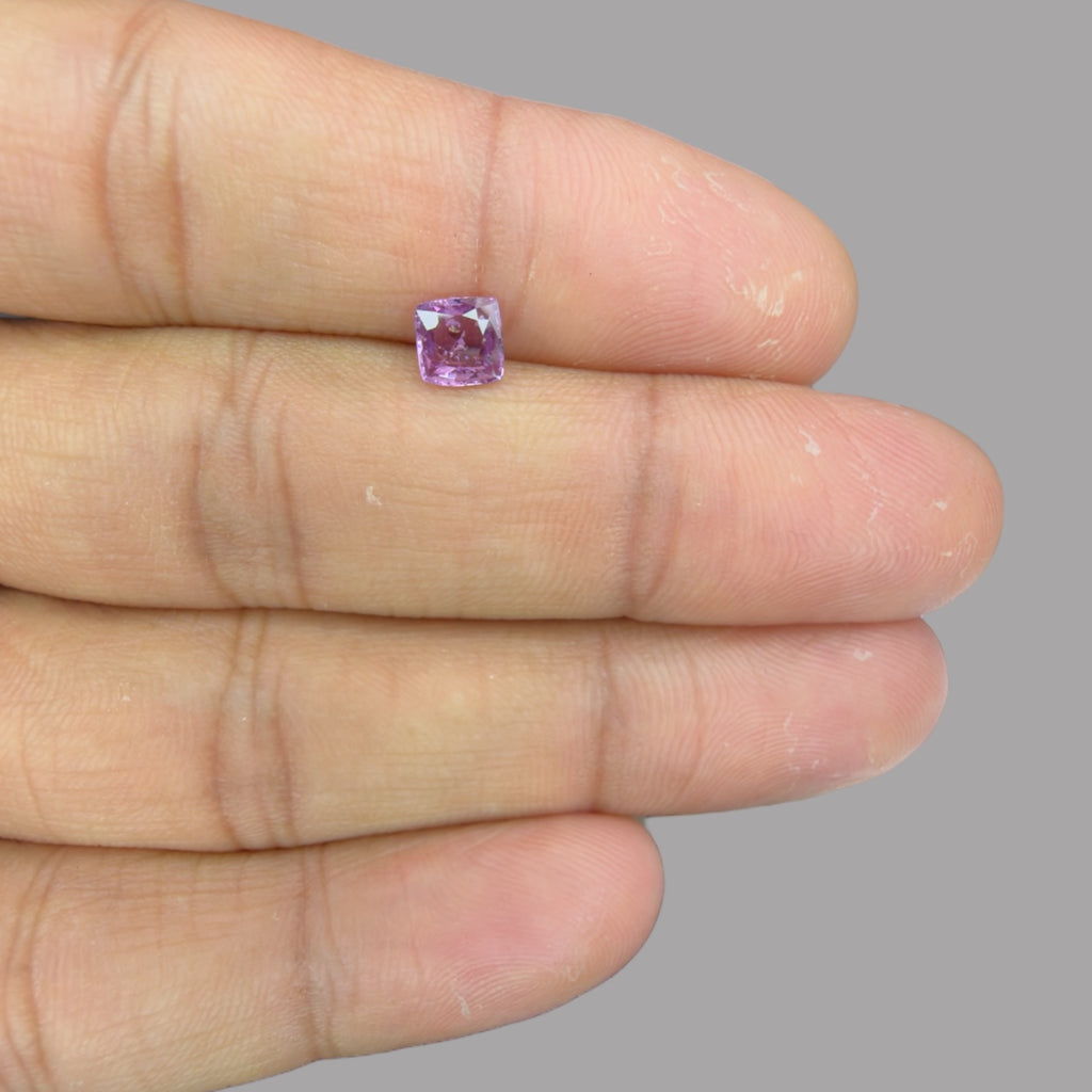 Cushion Cut Shape in Purple Sapphire Gemstone 0.76 Carats & 5.5 x 5.4 mm Size