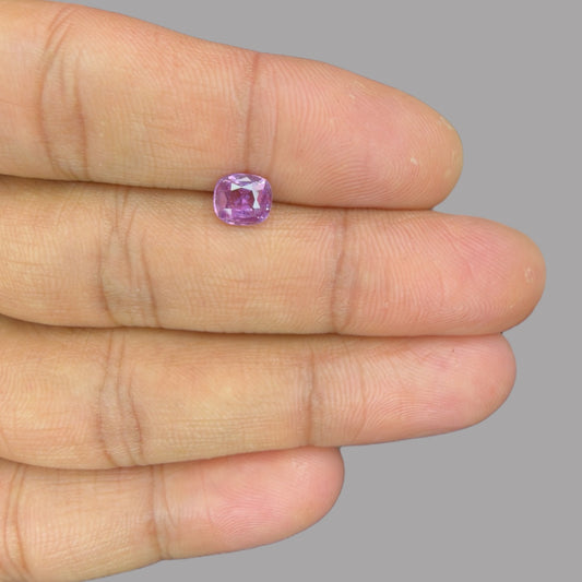 Cushion Cut Shape in Pink Sapphire Gemstone 1.27 Carats & 6.6 x 5.8 mm Size