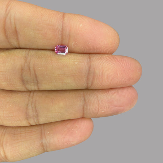 Emerald Cut Shape in Pink Sapphire Gemstone 0.42 Carats & 5.3 x 3.8 mm Size