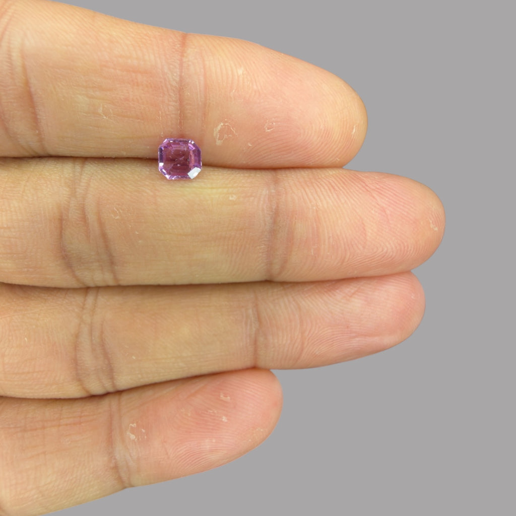 Emerald Cut Shape in Purple Sapphire Gemstone 0.66 Carats & 5.6 x 5.2 mm Size