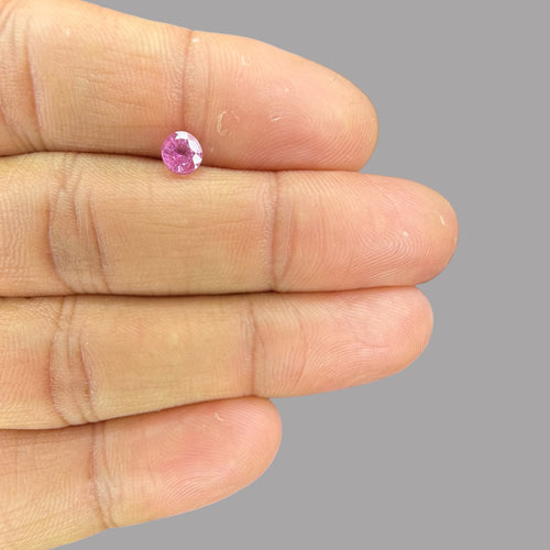 Round Cut Shape in Pink Sapphire Gemstone 0.78 Carats & 5 mm Size
