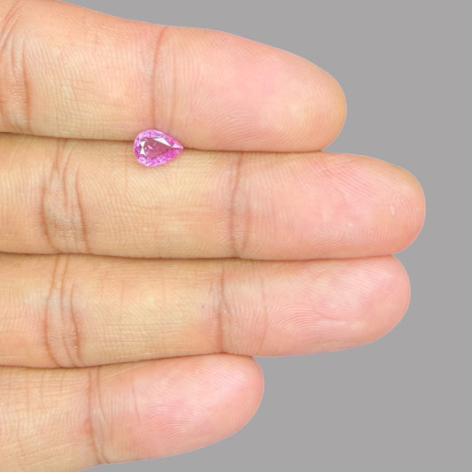 Pear Shape in Pink Sapphire Gemstone 0.78 Carats & 7 x 5.2 mm Size