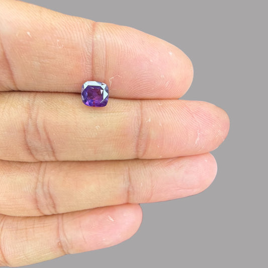 Cushion Cut Shape in Purple Sapphire Gemstone 1.53 Carats & 6.3 x 5.7 mm Size
