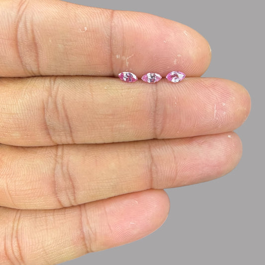 Pink Sapphire Natural Stone Marquise Cut Carats 5 x 2.5 mm in (Total 12.50 Carats)