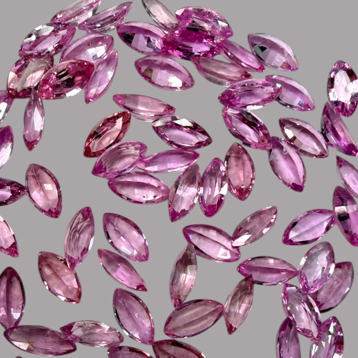 Pink Sapphire Natural Stone Marquise Cut Carats 5 x 2.5 mm in (Total 12.50 Carats)