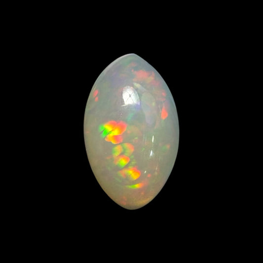 Natural White Color Ethiopian Opal Stone 3.11 Carats Marquise Cabochon Shape 15 x 9.2 x 5 mm
