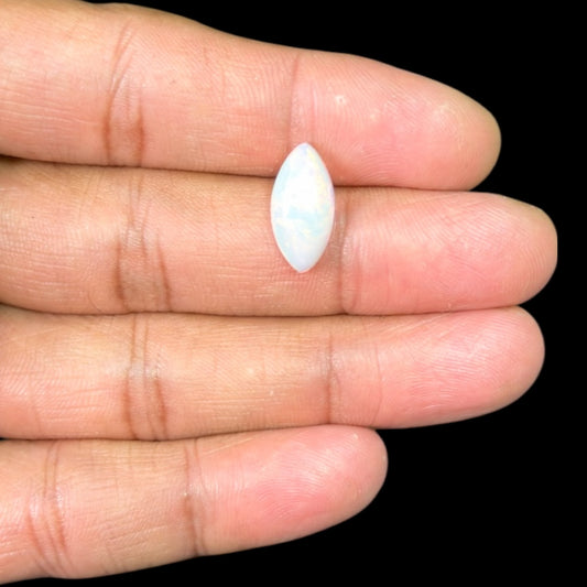 Natural White Color Ethiopian Opal Stone 2.27 Carats Marquise Cabochon Shape 16.1 x 8 x 3.7 mm