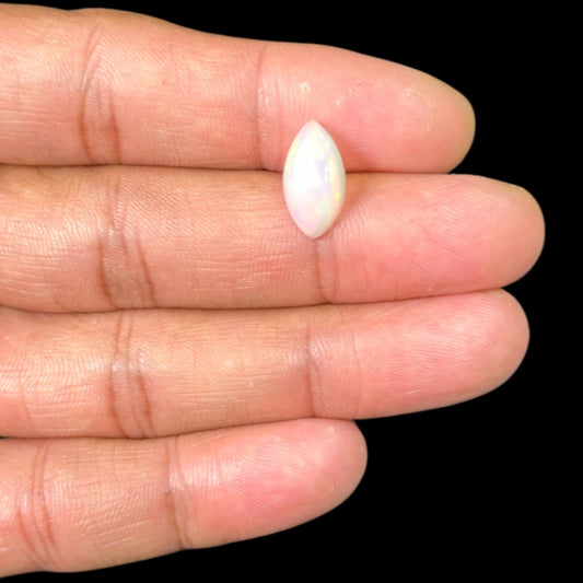 Natural White Color Ethiopian Opal Stone 2.02 Carats Marquise Cabochon Shape 14.6 x 7.8 x 3.7 mm