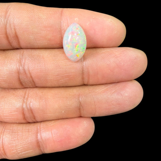 Natural White Color Ethiopian Opal Stone 3.11 Carats Marquise Cabochon Shape 15 x 9.2 x 5 mm