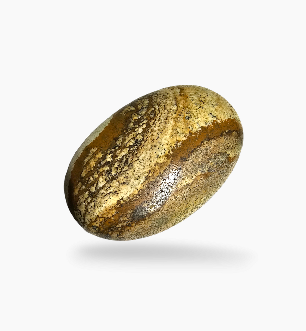 Natural Picture Jasper Stone 201.87 Carats Round Cabochon Shape Size 60x40mm