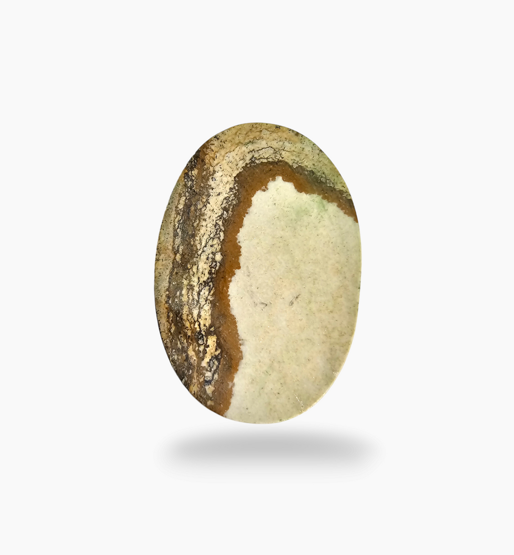 Natural Picture Jasper Stone 201.87 Carats Round Cabochon Shape Size 60x40mm