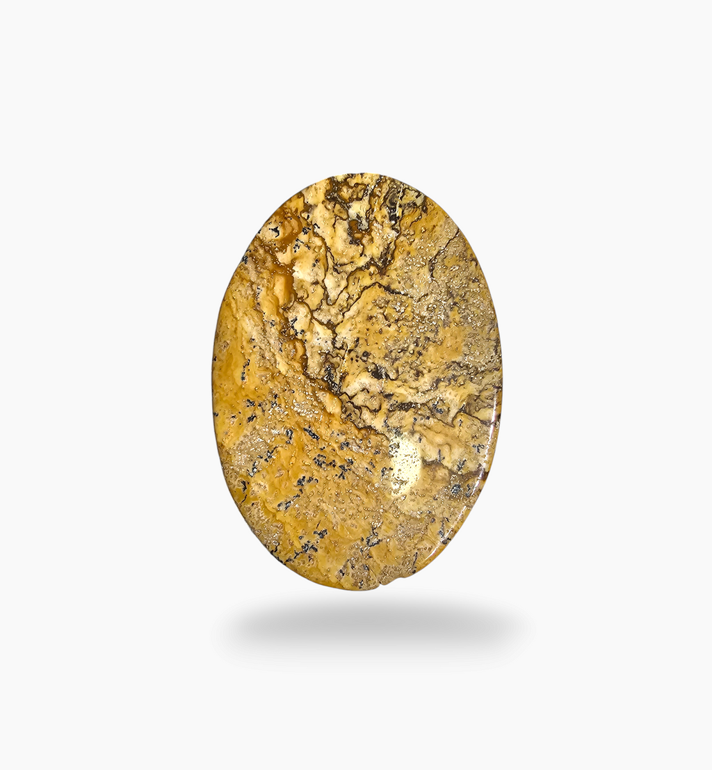 Natural Picture Jasper Stone 52.51 Carats Oval Cabochon Shape Size 40x30mm