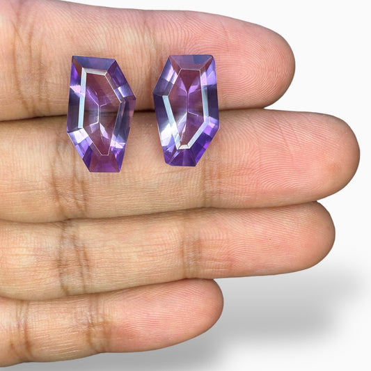 Pink Amethyst Fancy Cut Stones Pair For Earrings 12.70 Carats