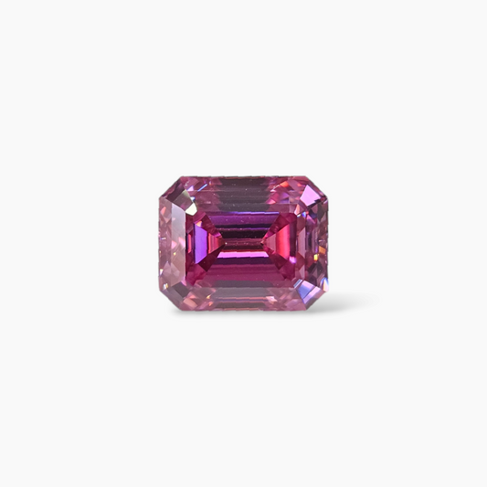 Pink Moissanite Diamond in 3.83 Carats Emerald Cut 8 by 10 MM