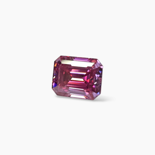 Pink Moissanite Diamond in 3.83 Carats Emerald Cut 8 by 10 MM