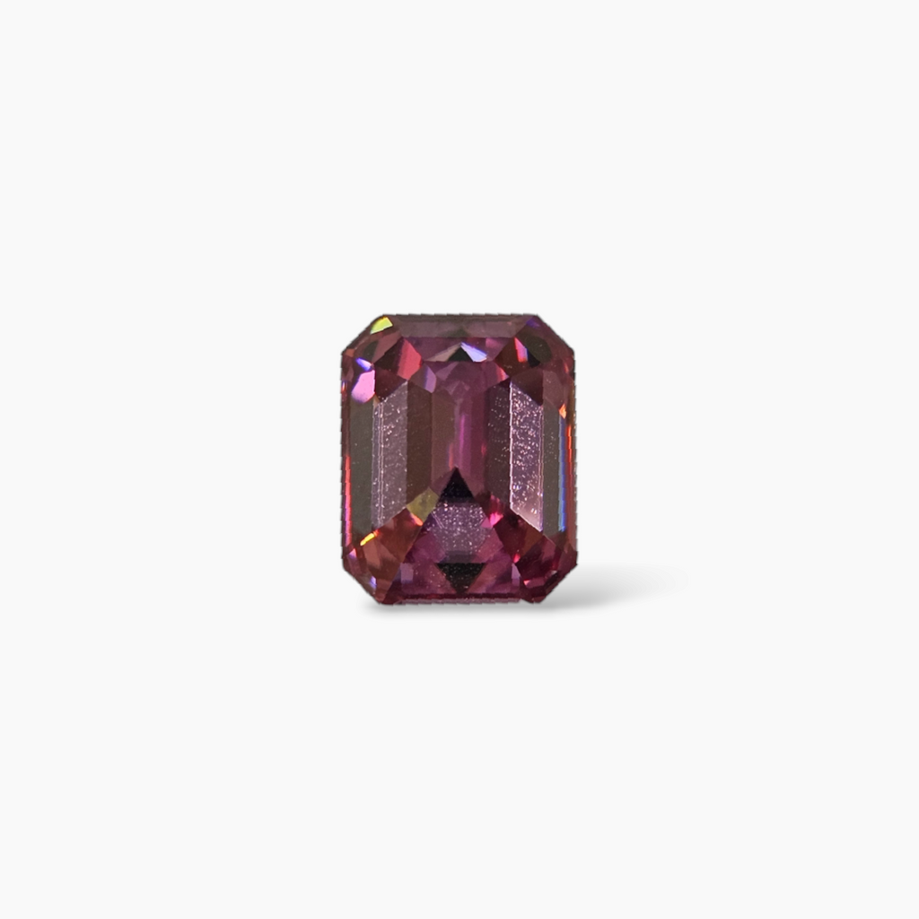 Pink Moissanite Diamond in 3.83 Carats Emerald Cut 8 by 10 MM