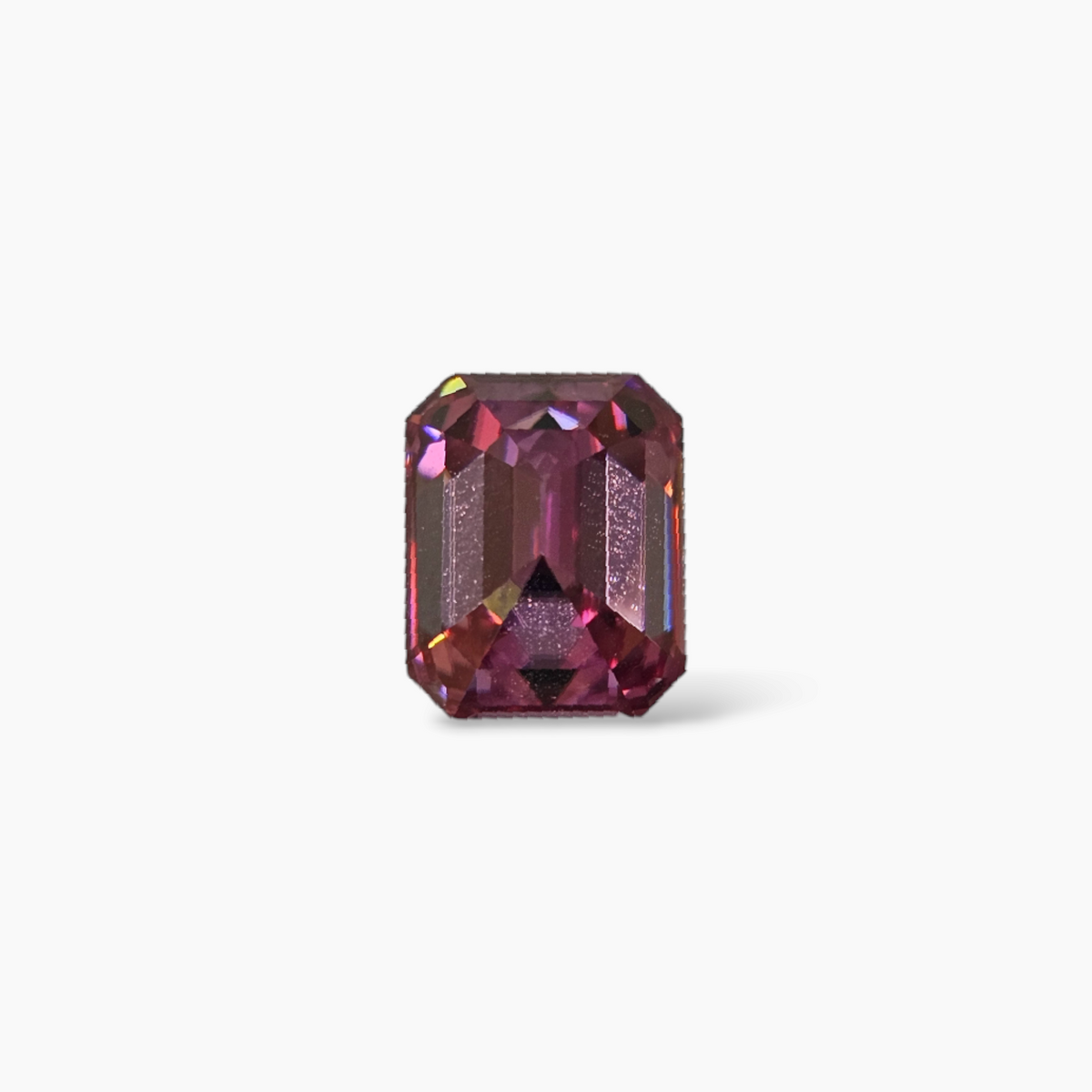 Pink Moissanite Diamond in 3.83 Carats Emerald Cut 8 by 10 MM