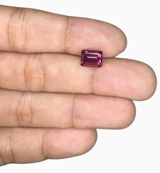 Dark Pink Tourmaline Emerald Cut Shape 2.65 Carats Size 8.6x6.6mm