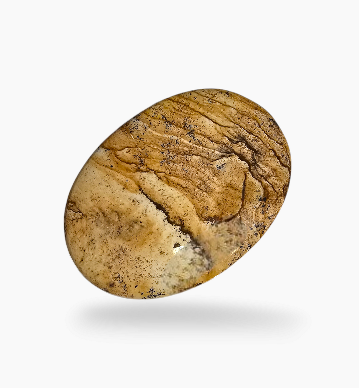 Natural Picture Jasper Stone 122.59 Carats Oval Cabochon Shape Size 65x45mm