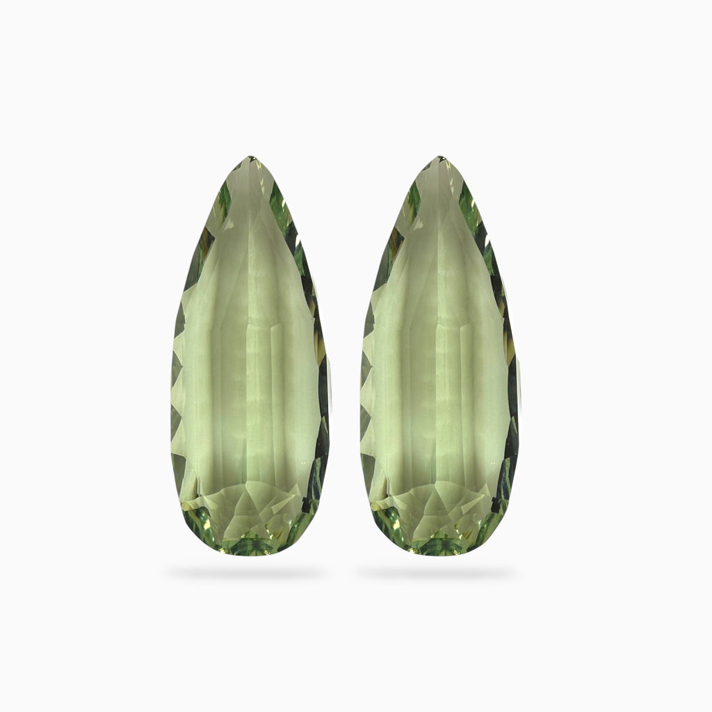Prasiolite Stone (Green Amethyst) Pair For Earrings 58.18 Carats 34x14 mm