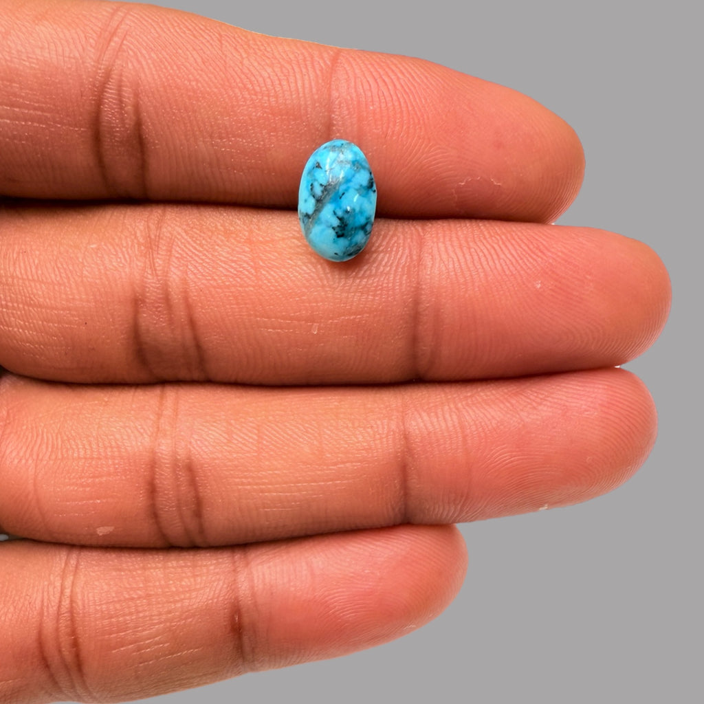 Pure Turquoise Stone 3.18 Carats 11.3 x 7.6 x 5 mm in Oval