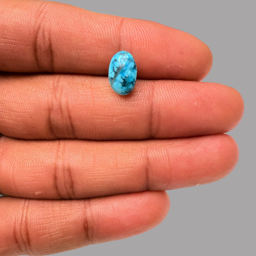 Pure Turquoise Stone 3.18 Carats 11.3 x 7.6 x 5 mm in Oval