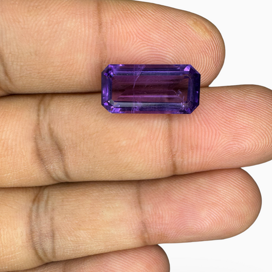 Natural Purple Amethyst Emerald Cut 5.6 Carats 16x8 mm