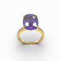 Alexandra - Royal Purple Amethyst Statement Ring in 18K Gold with Sparkling Moissanite Accents