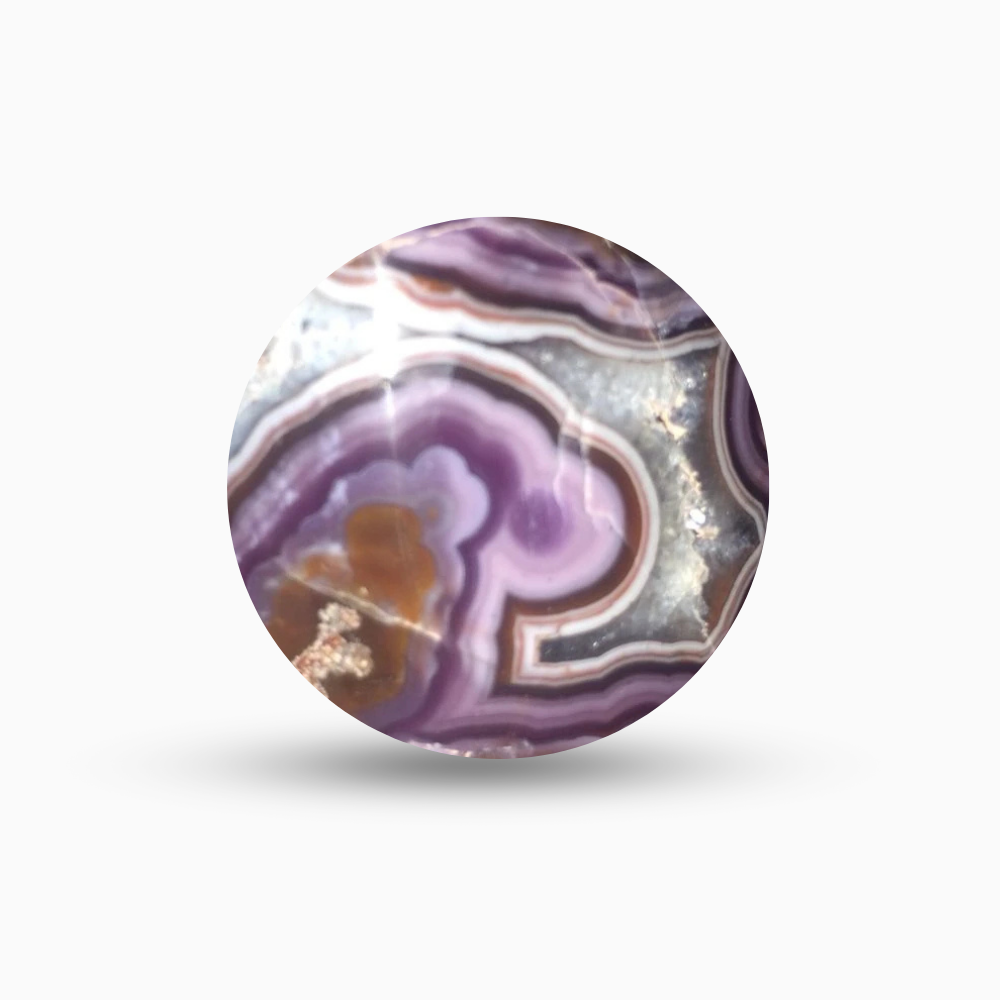 Natural Purple Passion Agate Stone Round Shape (Aqeeq)