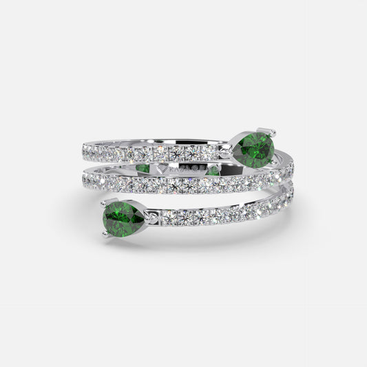 Qamar Emerald Ring 18k White Gold