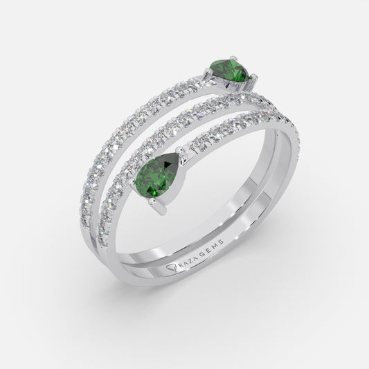 Qamar Emerald Ring 18k White Gold