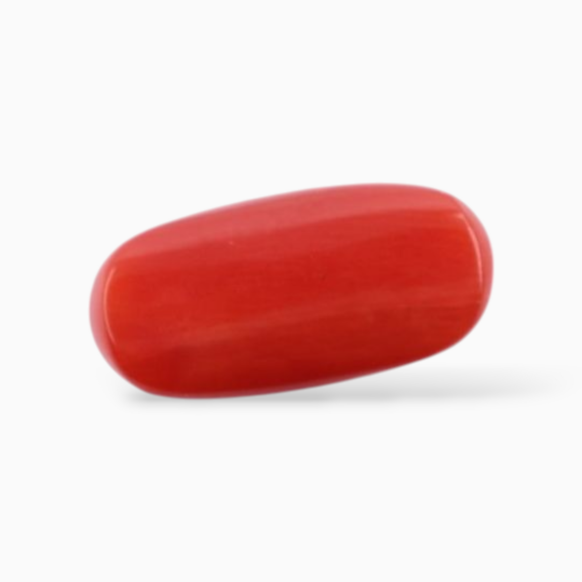 Red Coral Stone For Sale 3.95 Carats In Oval Cabochon (Capsule) Shape 13.7x6.6mm Size